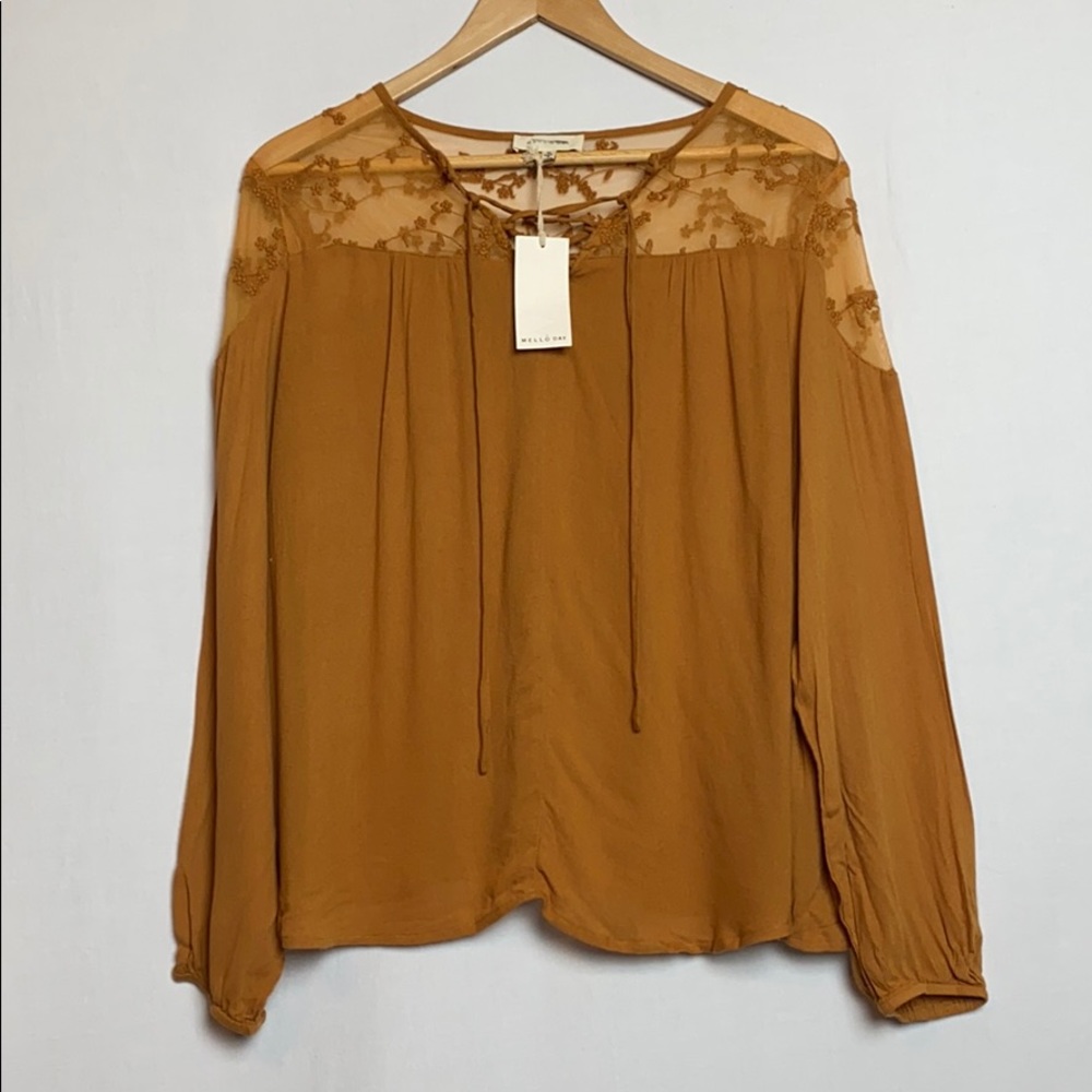 Mello Day | Mustard Yellow Lace Embroidered Tunic